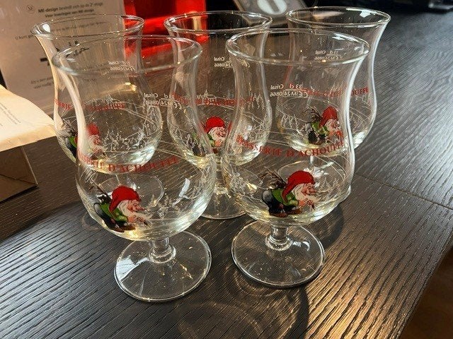 La Chouffe bierglazen - Set van 5, Verzamelen, Biermerken, Ophalen, Zo goed als nieuw, Glas of Glazen, Overige merken