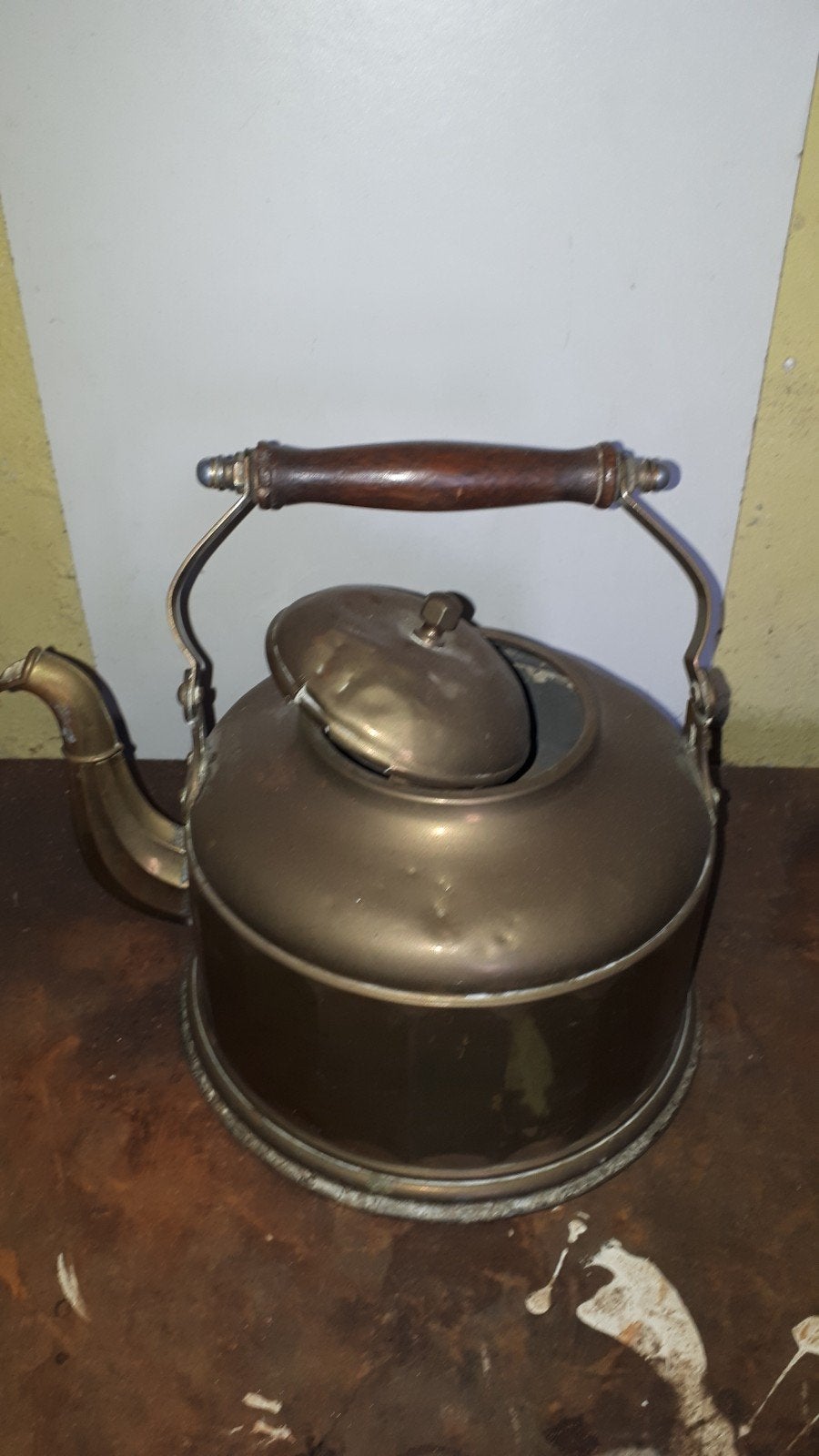 Antieke koperen/messing fluitketel - 30cm, Ophalen of Verzenden