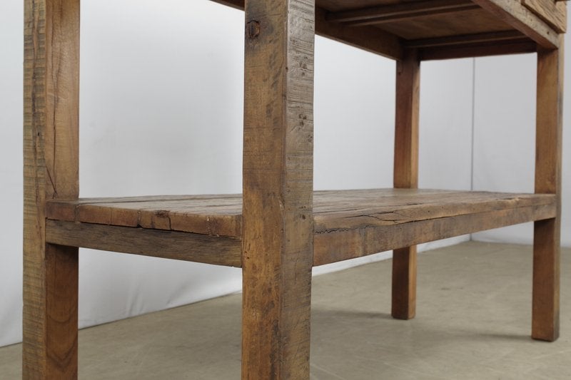 SIDETABLES  150 cm massief oud hout 3 X LA  voorraad ACTIE, 100 tot 150 cm, Nieuw, Ophalen of Verzenden, 25 tot 50 cm