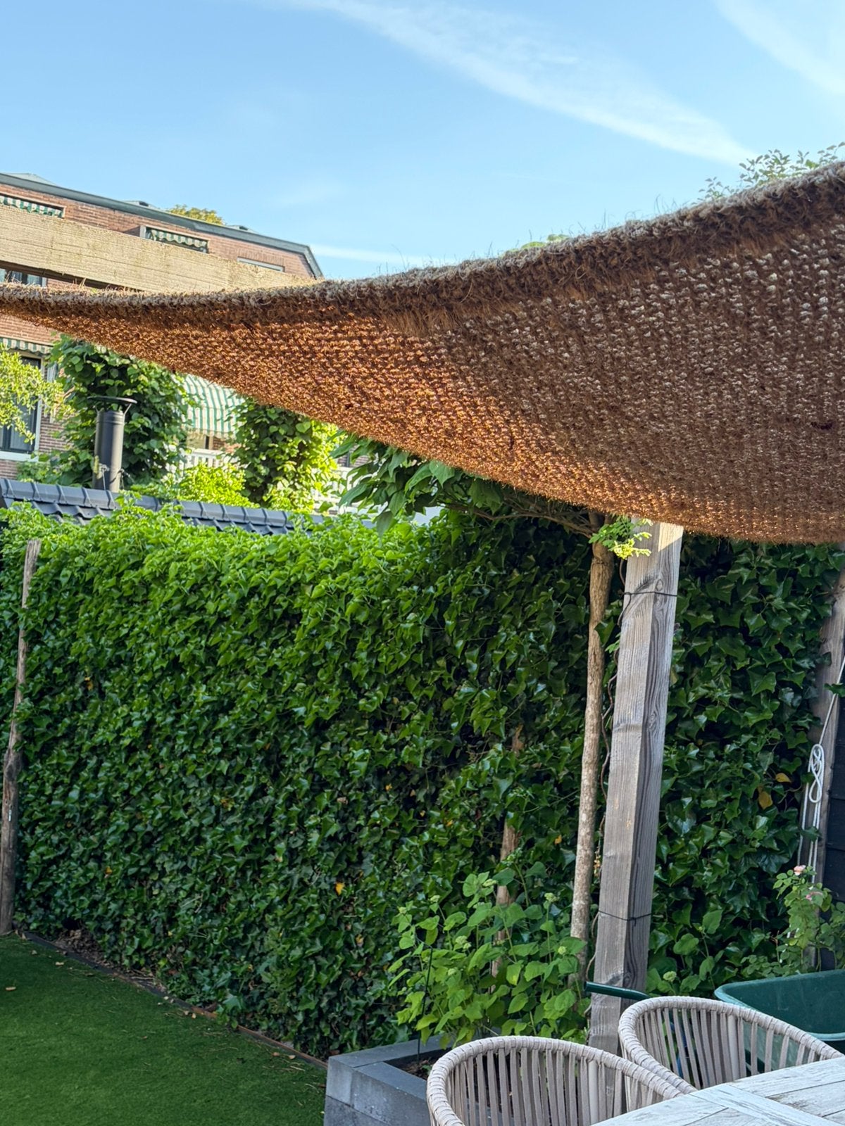 Schaduwdoek (2x2m) van 100% natuurlijke kokosvezels, Tuin en Terras, Schaduwdoeken, Ophalen, Zo goed als nieuw