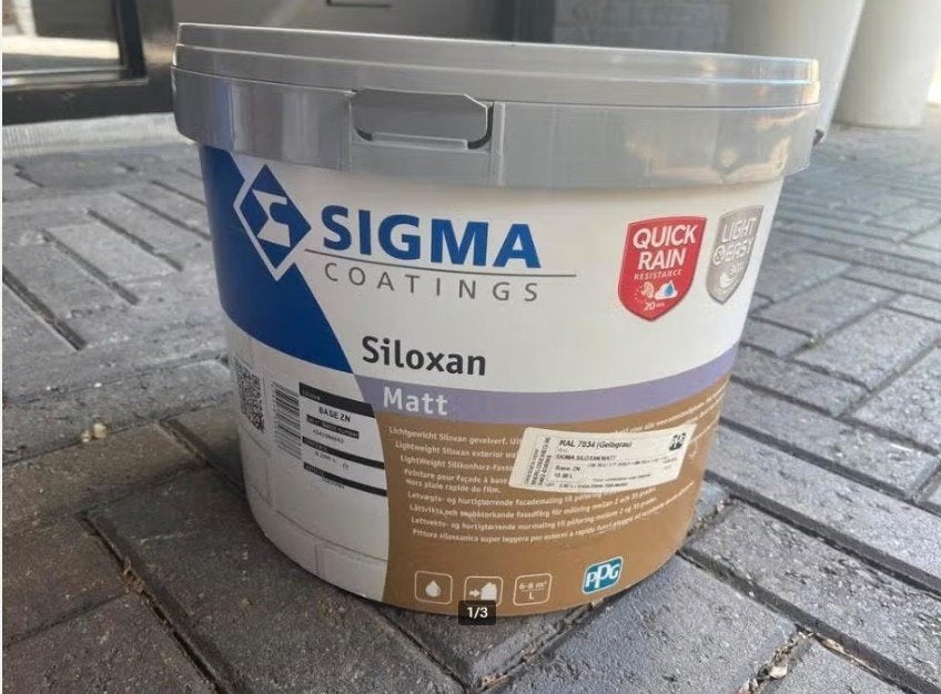 SigmaCoatings muurverf Siloxan MATT RAL7034 (geelgrijs), Doe-het-zelf en Verbouw, Verf, Beits en Lak, Nieuw, Ophalen of Verzenden