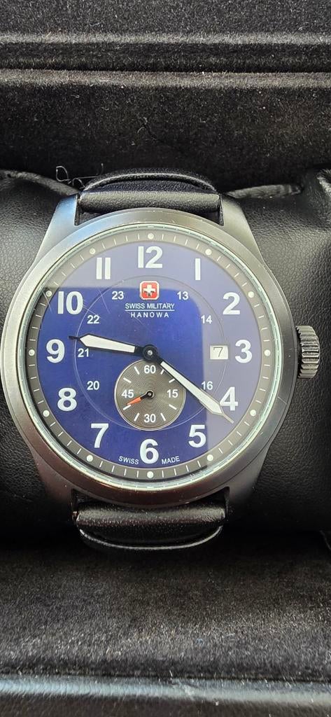 Swiss Military Hanowa Trooper Herenhorloge - Blauw/Zwart, Sieraden, Tassen en Uiterlijk, Horloges | Heren, Gebruikt, Polshorloge