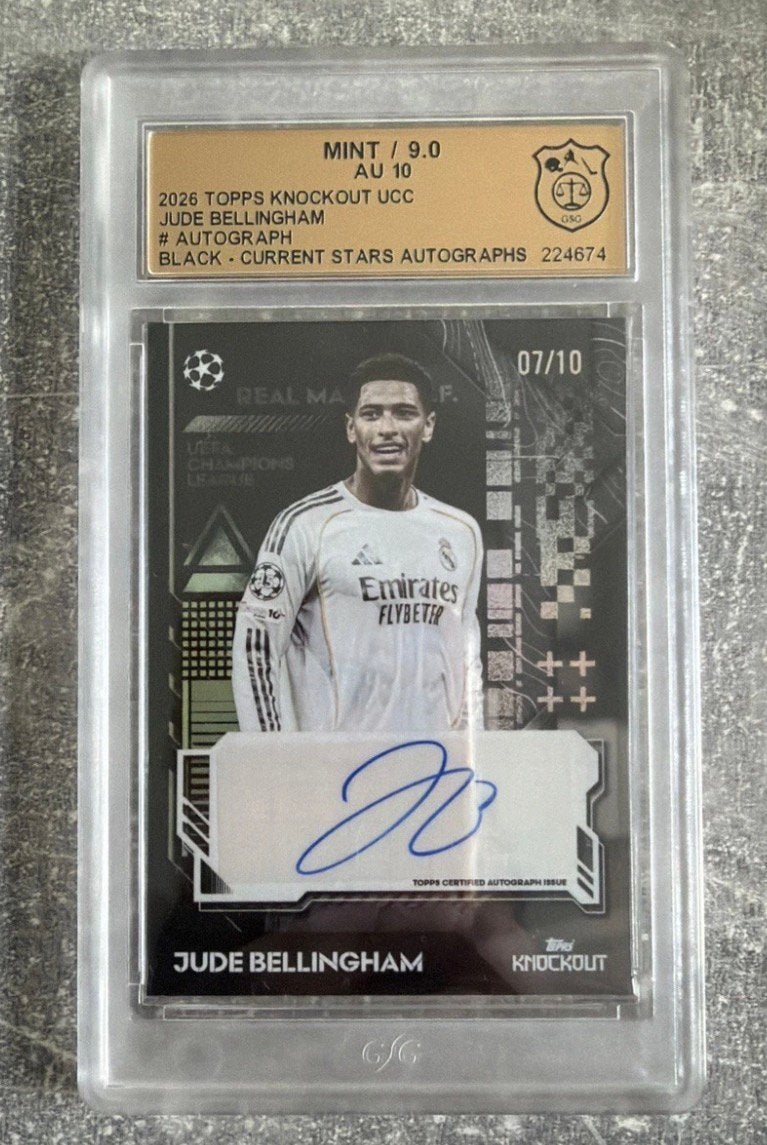 Jude Bellingham 2025-26 Topps Knockout Black Auto /10 GSG 9, Ophalen of Verzenden, Zo goed als nieuw, Plaatje