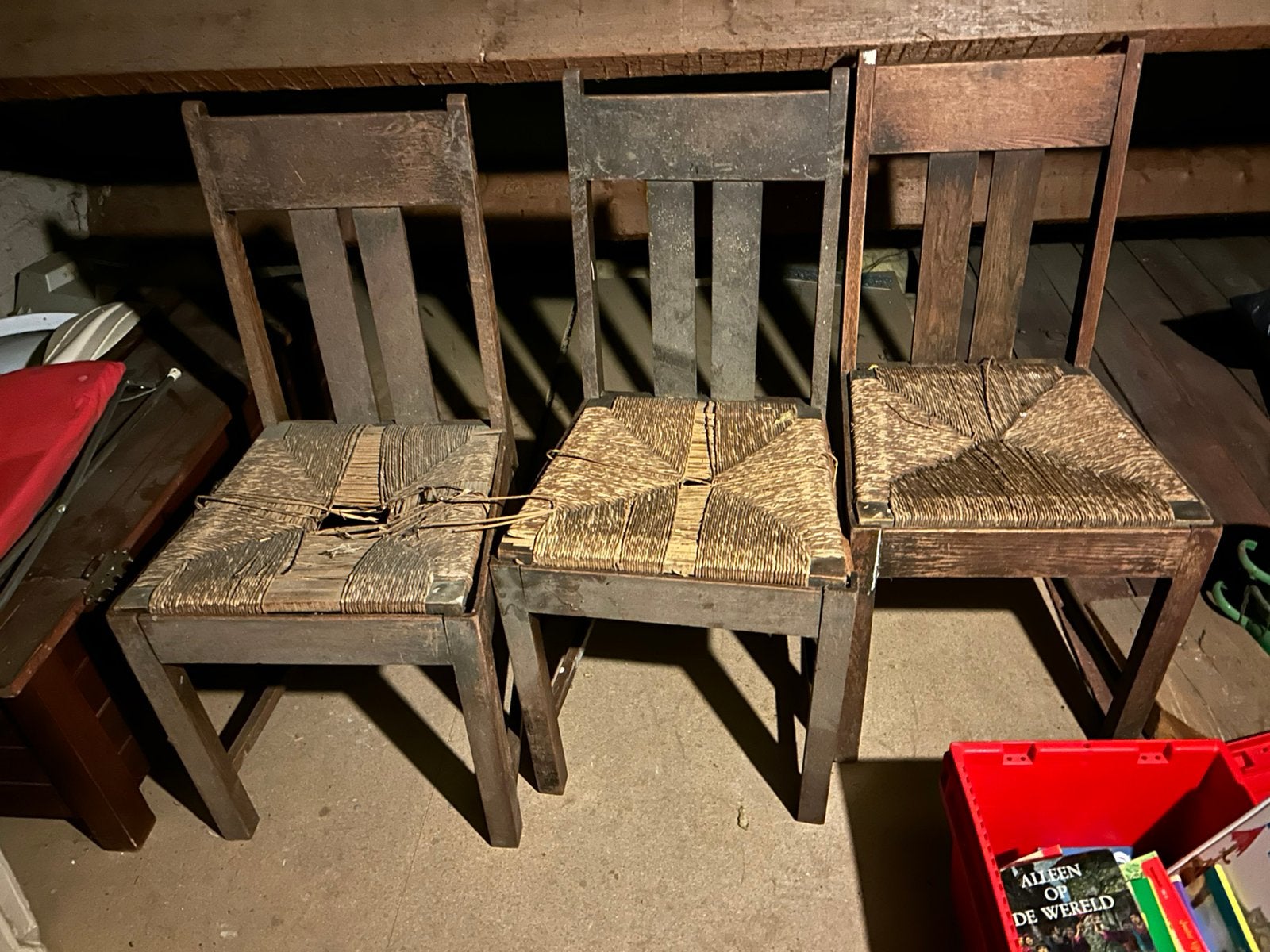 Eiken stoelen, Ophalen, Gebruikt, Bruin, Hout