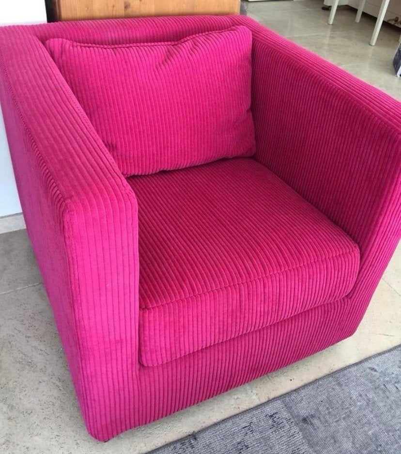 Roze rib stoel - Comfortabele fauteuil, Ophalen, Overige kleuren, Zo goed als nieuw, Eén