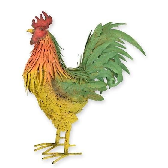 Kleurrijke metalen haan voor in de tuin, Tuin en Terras, Tuinbeelden, Ophalen of Verzenden, Metaal