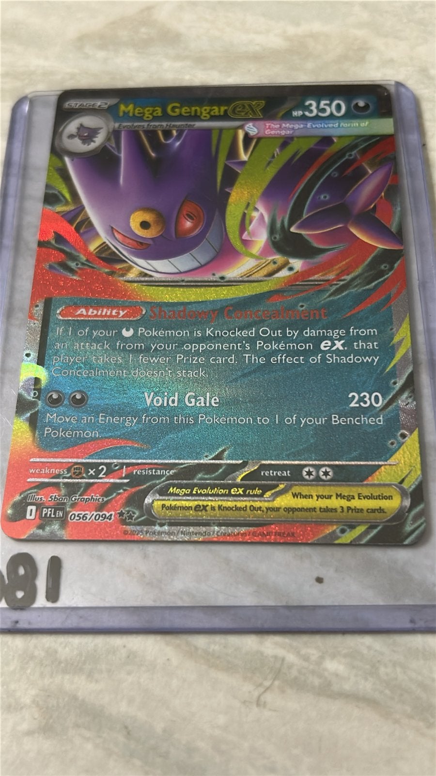 Mega Gengar EX Pokémon Kaart - Zo goed als nieuw, Ophalen of Verzenden, Zo goed als nieuw, Losse kaart
