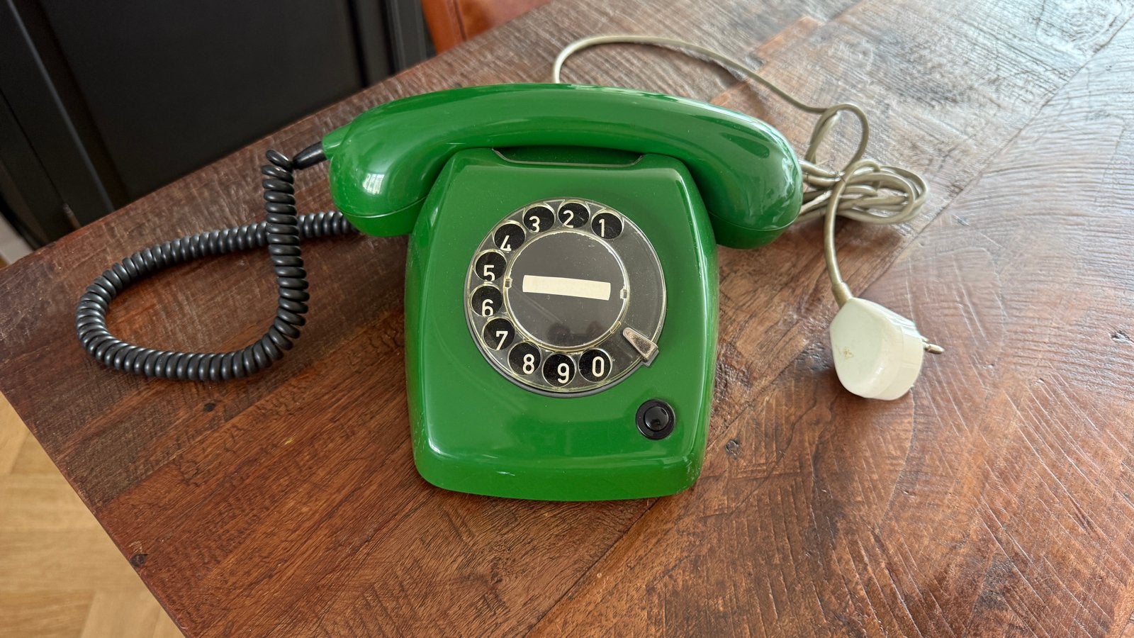 Vintage PTT T65 Ericsson draaischijf telefoon groen, Telecommunicatie, Ophalen of Verzenden, Gebruikt, Met draaischijf