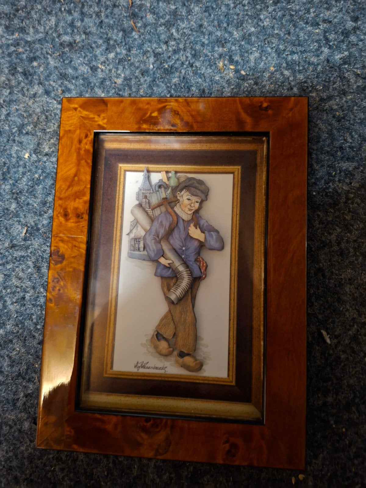 Ingelijst werk: Schoorsteenveger (13x18cm), Bruin, Gebruikt, Met afbeelding, Hout
