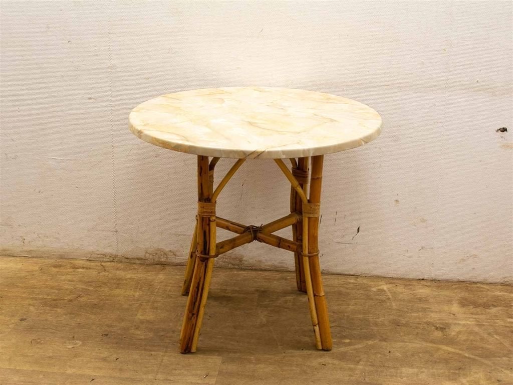 vintage bamboe tafel 27599, Huis en Inrichting, Gebruikt, 50 tot 100 cm, Rechthoekig, 50 tot 100 cm