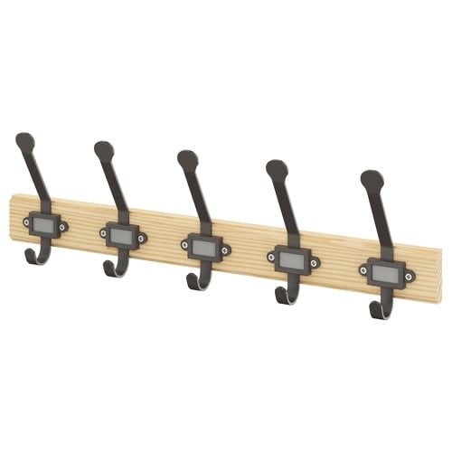 Houten ikea wandkapstok met 5 metalen haken, Wandkapstok, Nieuw, Ophalen of Verzenden, Minder dan 100 cm