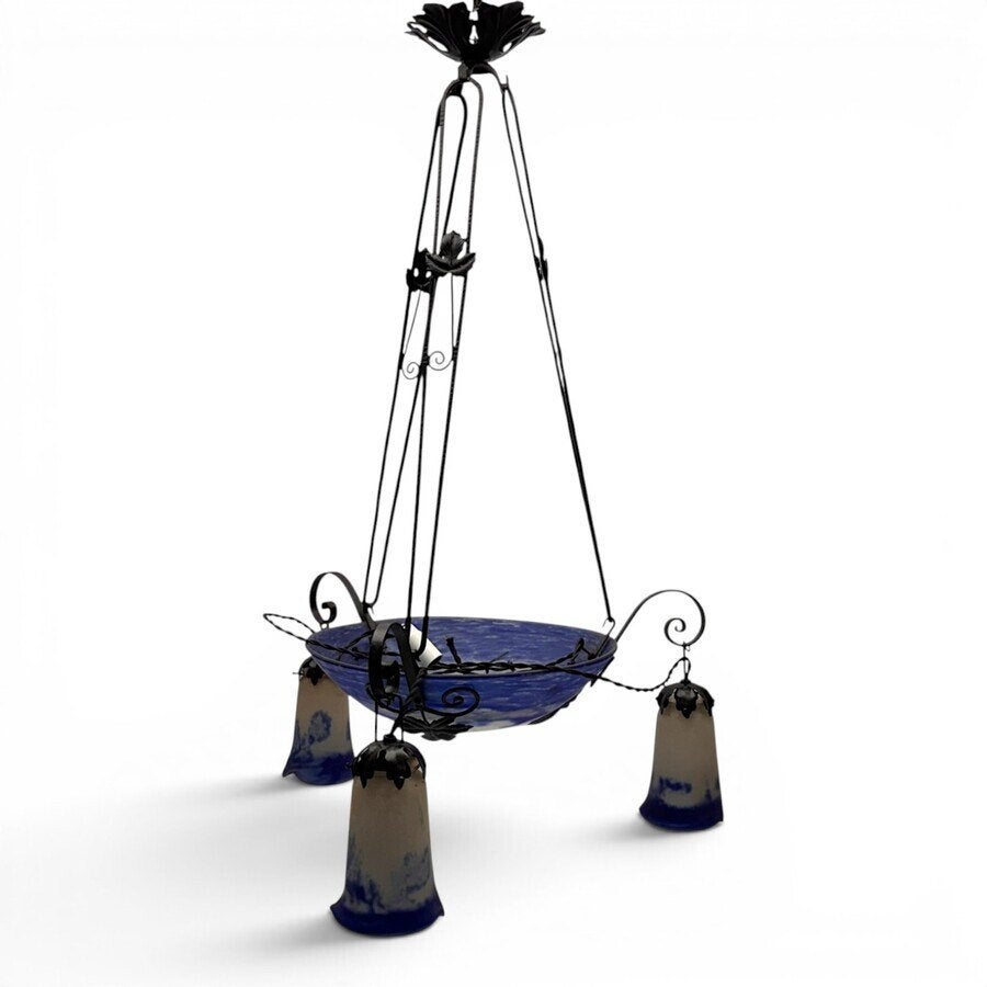 Pâte-de-verre hanglamp, Noverdy, Frankrijk, Ophalen of Verzenden
