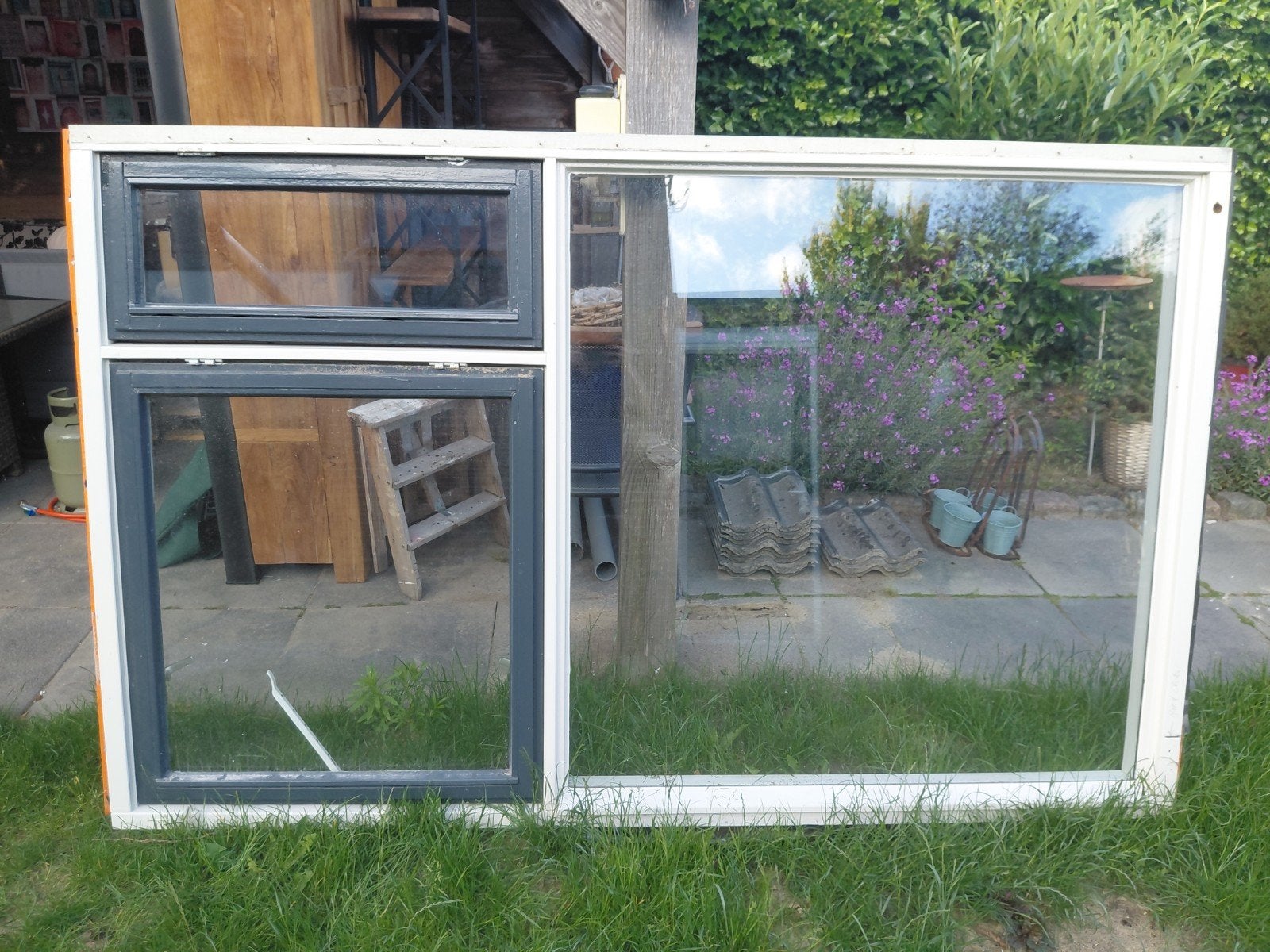 Dubbelglas raamkozijn, Ophalen, Gebruikt, 150 tot 225 cm, Inclusief glas
