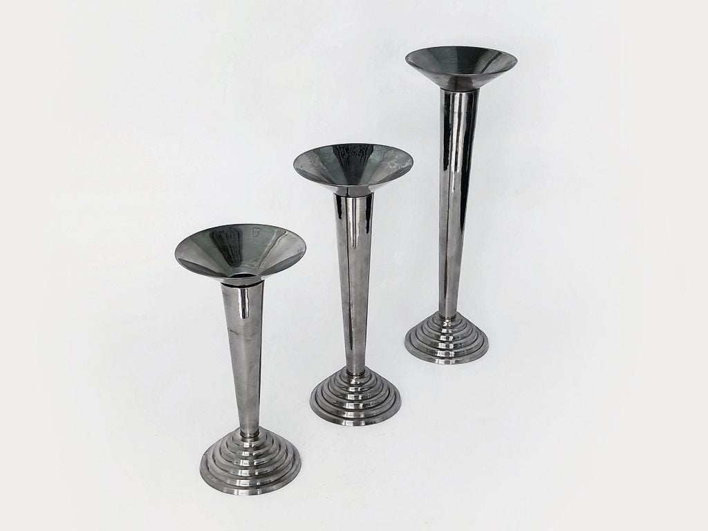 kandelaar set art deco Bauhaus era, Gebruikt, Verzenden, 29 cm, Metaal