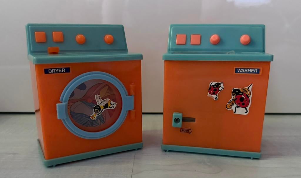 Barbie wasmachine en droger, Verzamelen, Poppenhuizen en Toebehoren, Gebruikt, Poppenhuis, Ophalen of Verzenden