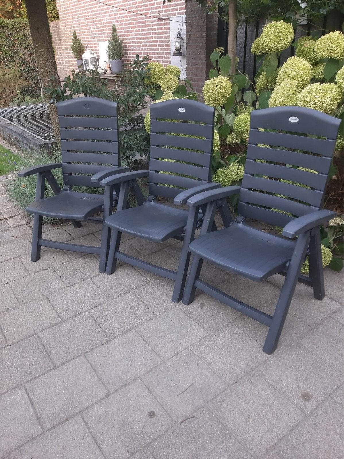 3 Hartman tuinstoelen, Ophalen, Gebruikt, Kunststof, Inklapbaar