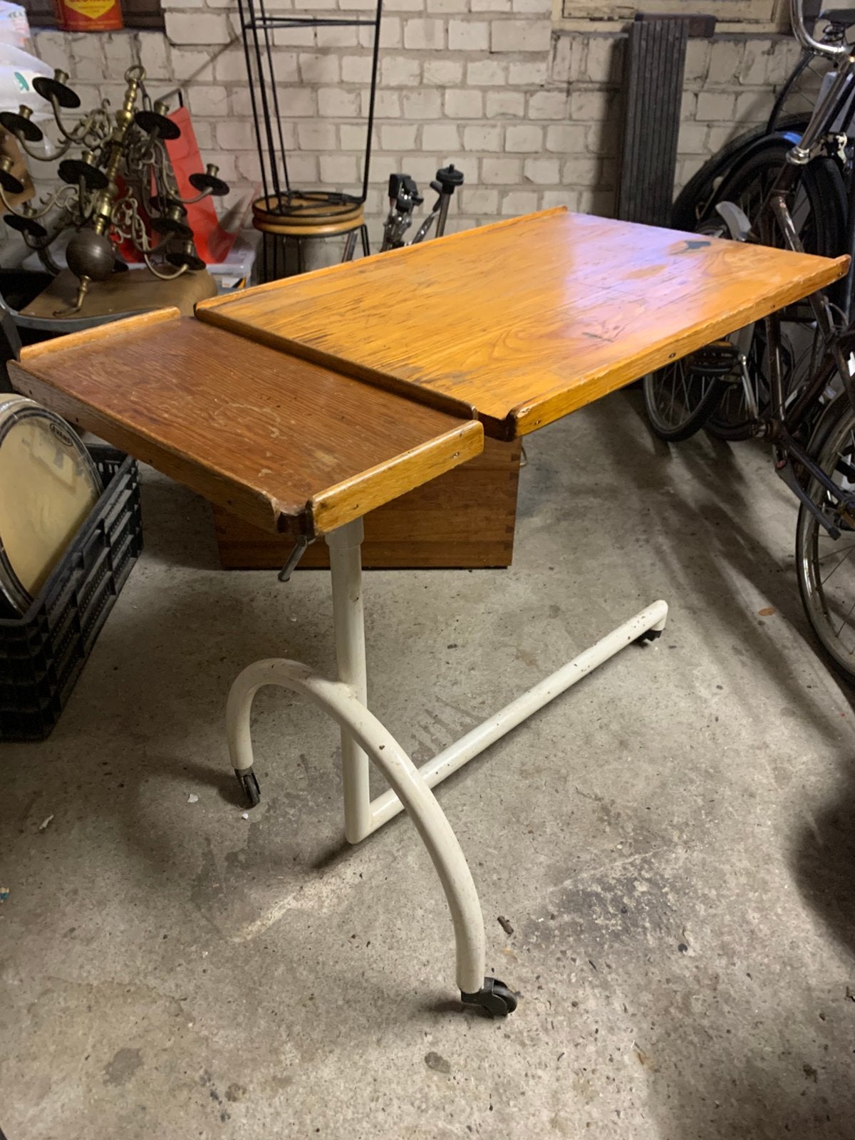 Vintage Oostwoud leestafel, werktafel, Ophalen, Gebruikt, Industrieel vintage bauhaus, 75 cm of meer