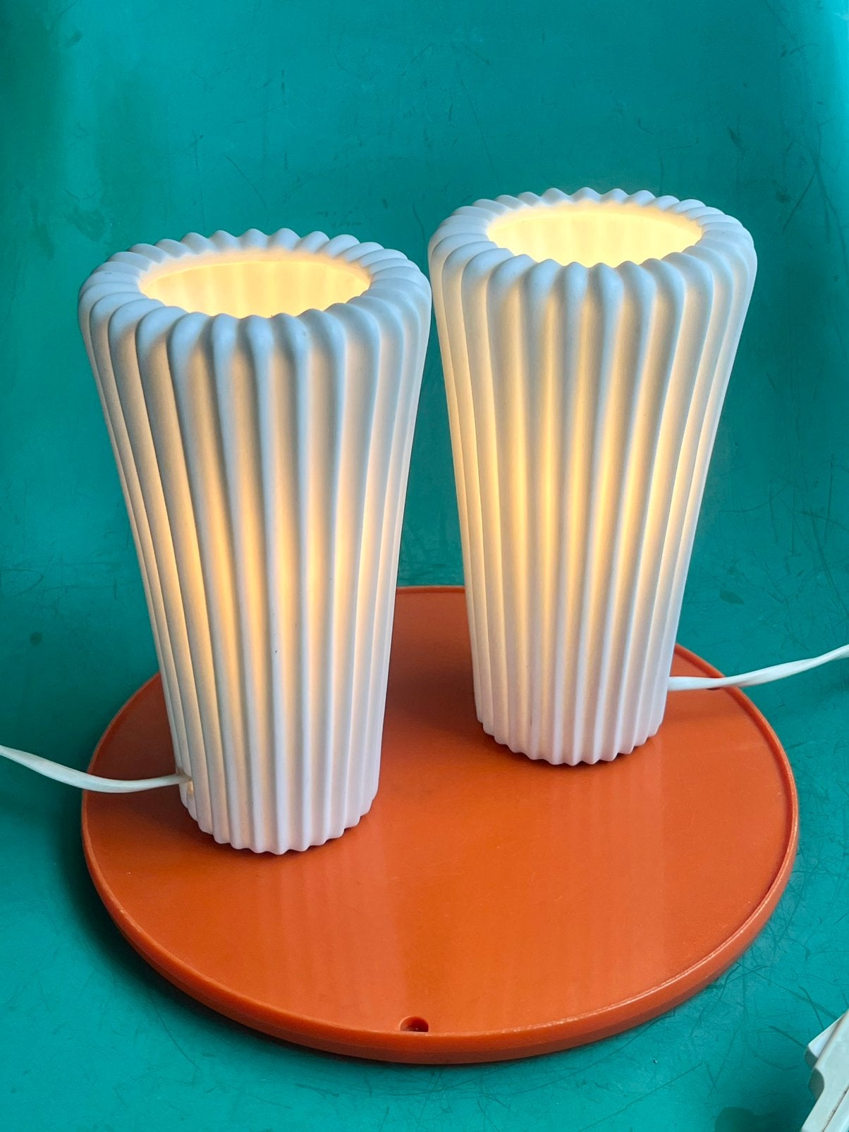 Vintage IKEA set van 2 lampen BISTA STILLEBEN 2002 porcelein, Steen/keramiek, 20 cm, Wit, Ophalen of Verzenden