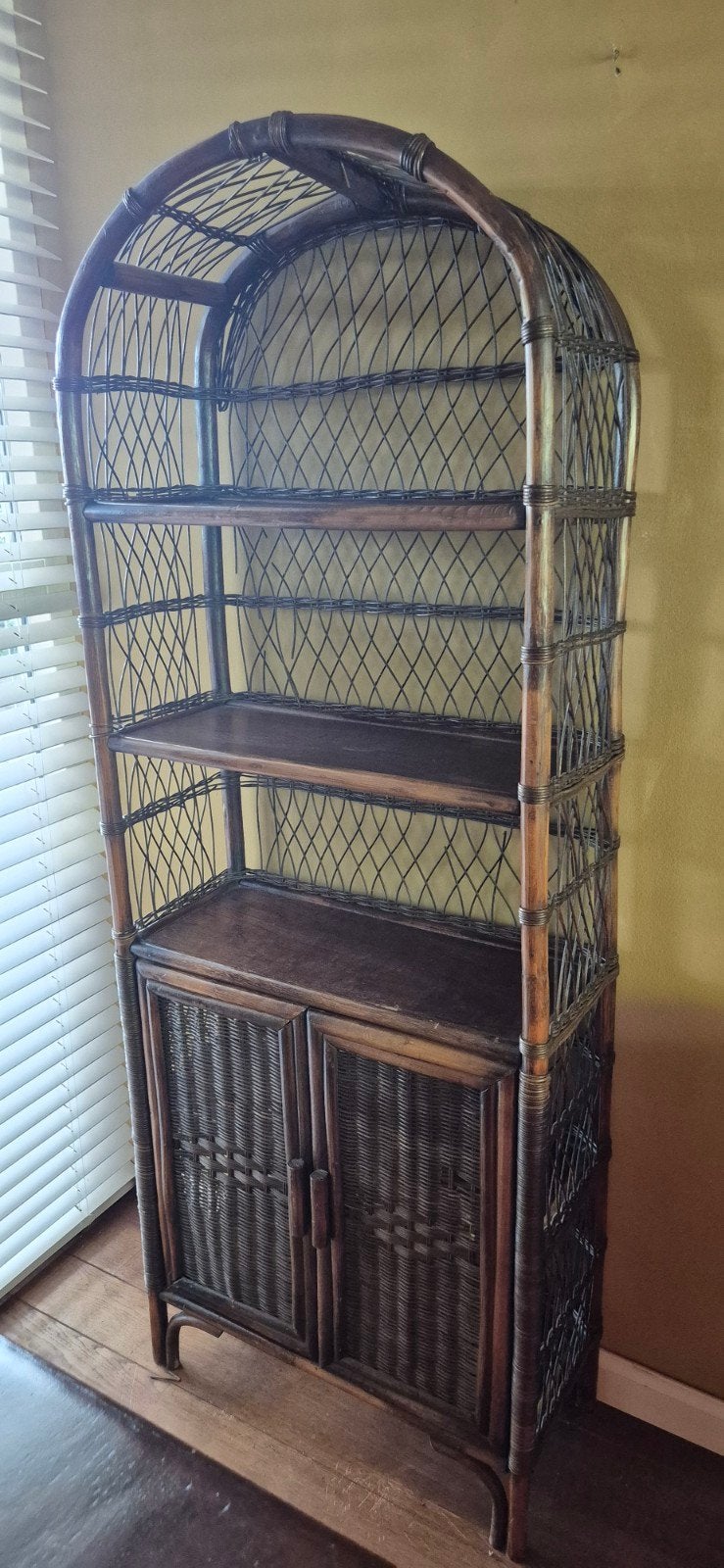 Vintage Rotan Kast met Open Schappen en Deurtjes, Ophalen