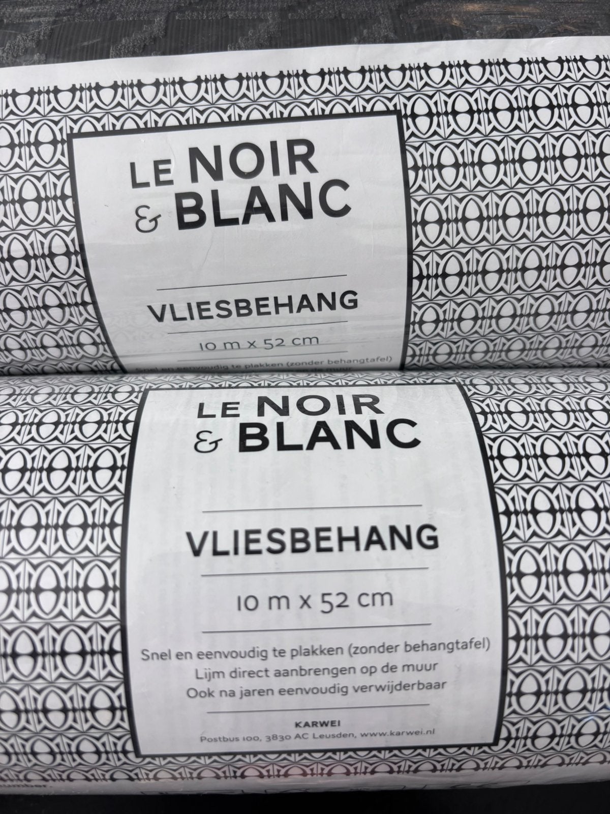 20 m ~ 2 rollen nieuw behang Le noir et blanc~ zwart, Ophalen, Zwart