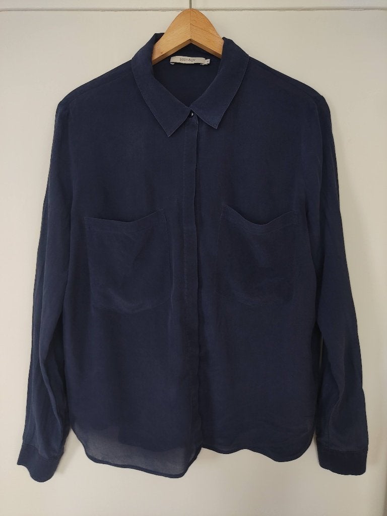 Donkerblauwe zijden blouse Sissy-boy M, Maat 38/40 (M), Blauw, Sissy-Boy, Ophalen of Verzenden