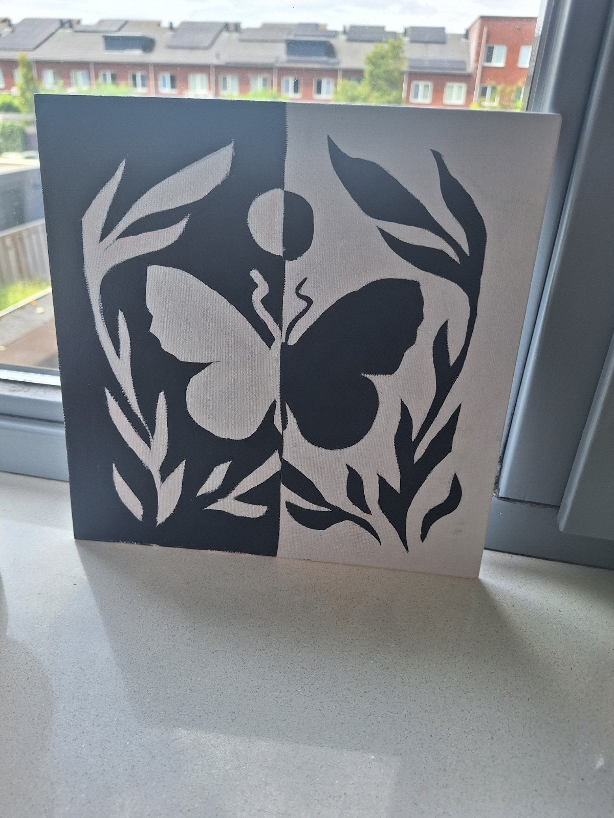 Uniek Acryl Schilderij - Zwart-Wit Vlinder, Ophalen