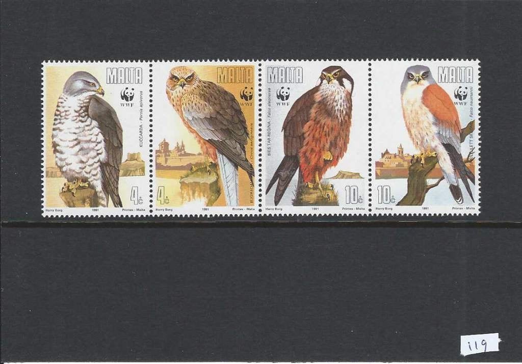 Malta roofvogels wwf wnf bedreigde diersoorten, Ophalen of Verzenden, Malta, Postfris