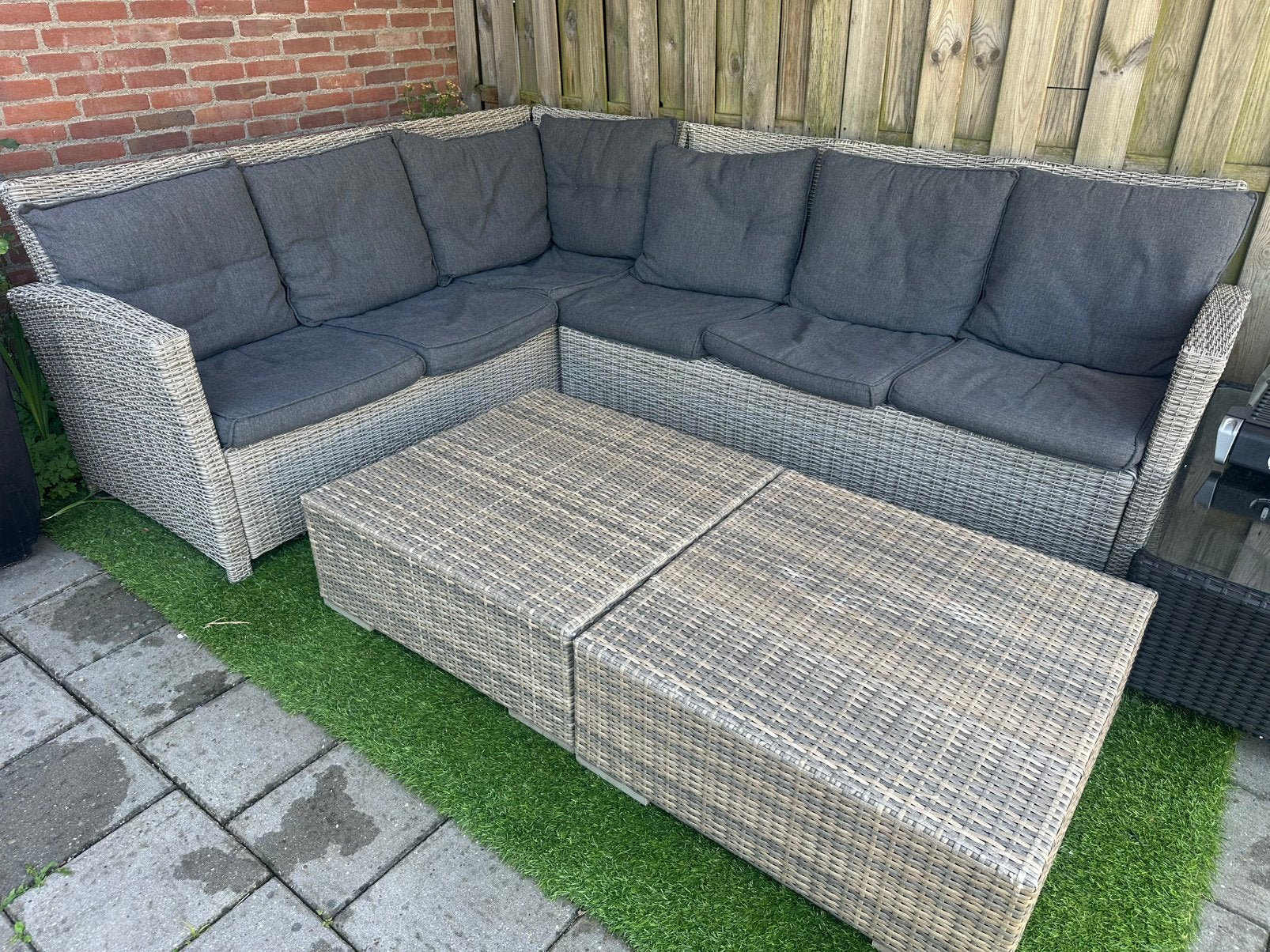 wicker loungeset, Tuin en Terras, Ophalen, Zo goed als nieuw, Wicker, Hocker