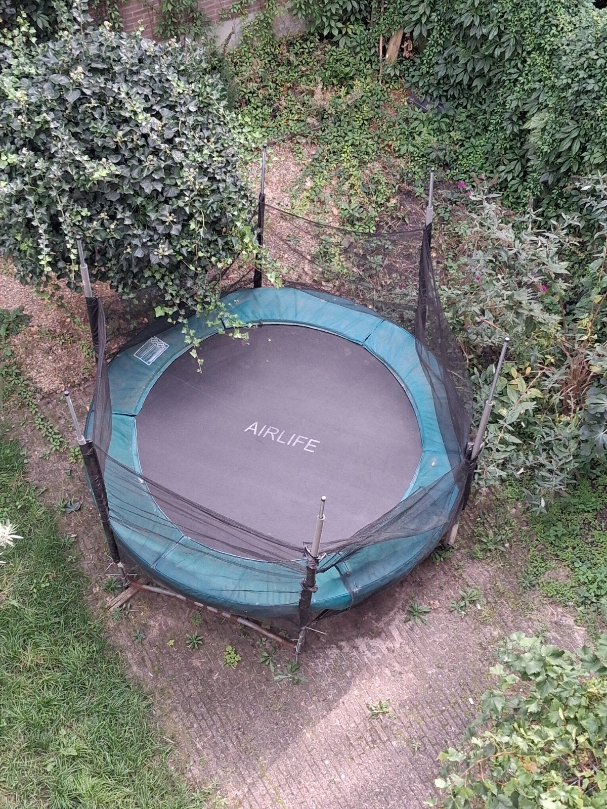 Airlife Ronde Trampoline met Veiligheidsnet (Groene Rand), Ophalen, Gebruikt