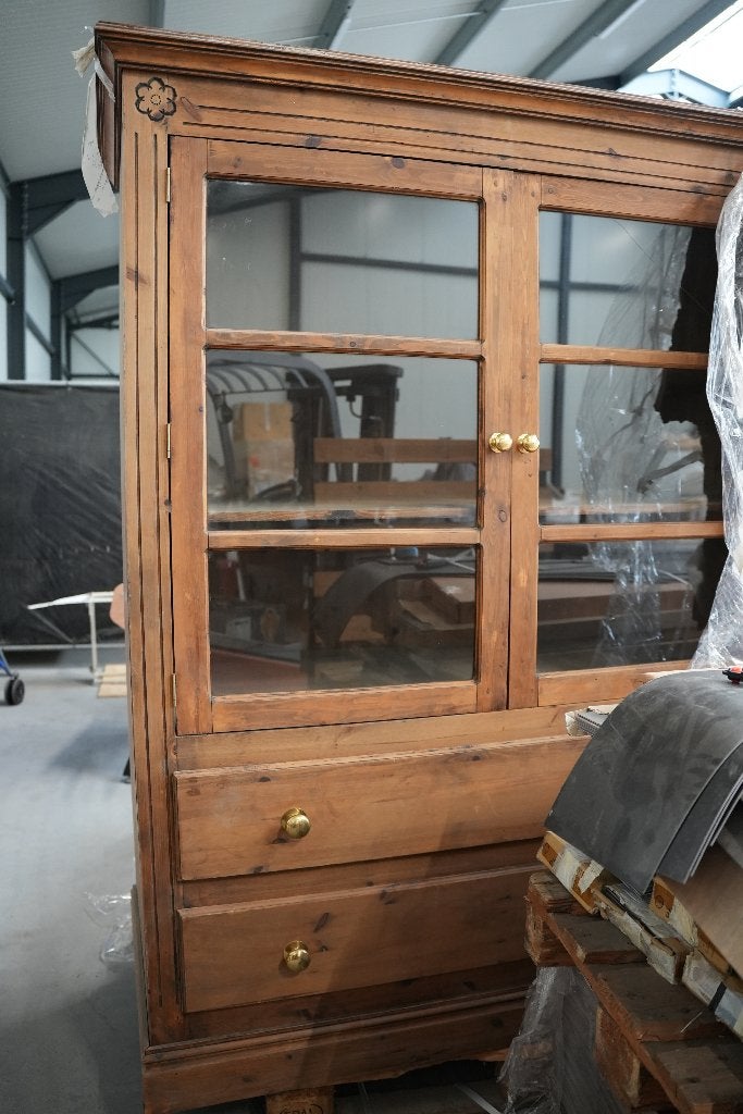 Antieke buffetkast - massief hout - vitrine - imposant, Gebruikt, 200 cm of meer, 50 tot 75 cm, Antiek