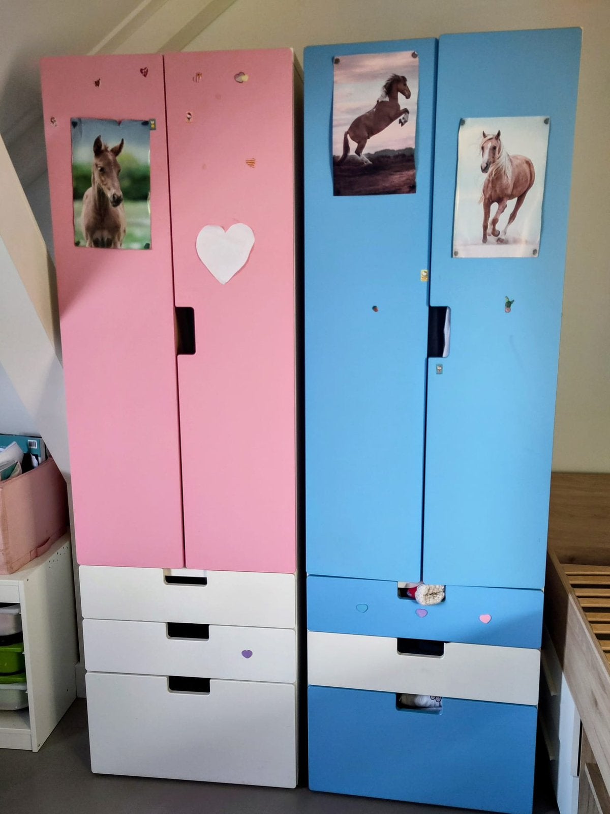 Ikea Kledingkasten met Lades - Roze & Blauw (4 stuks), Ophalen, Gebruikt, Kast, 50 tot 70 cm