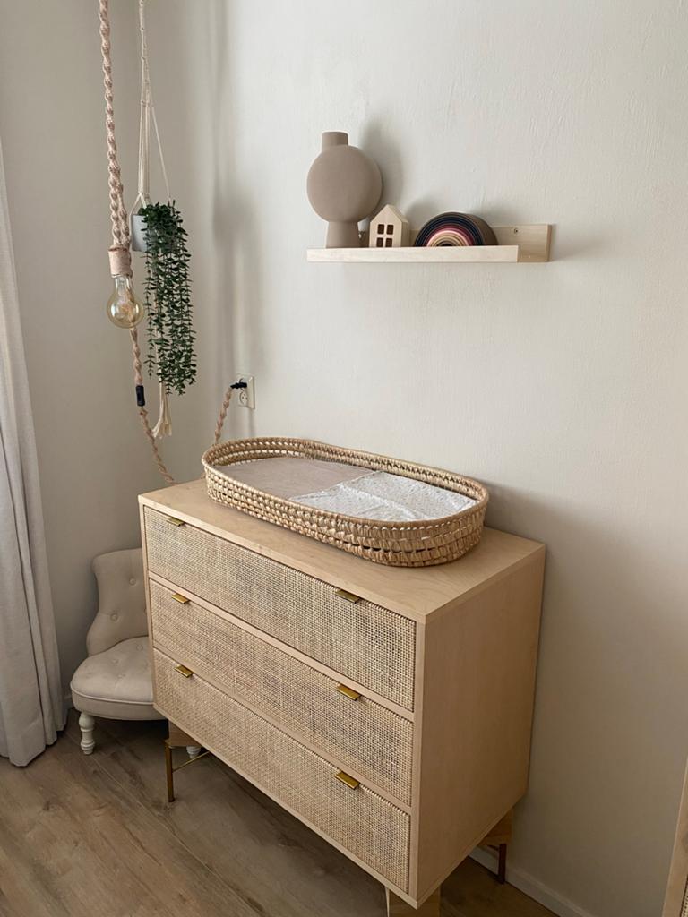 Rieten verschoonmand Happy Baby inclusief matras, Ophalen of Verzenden, Zo goed als nieuw