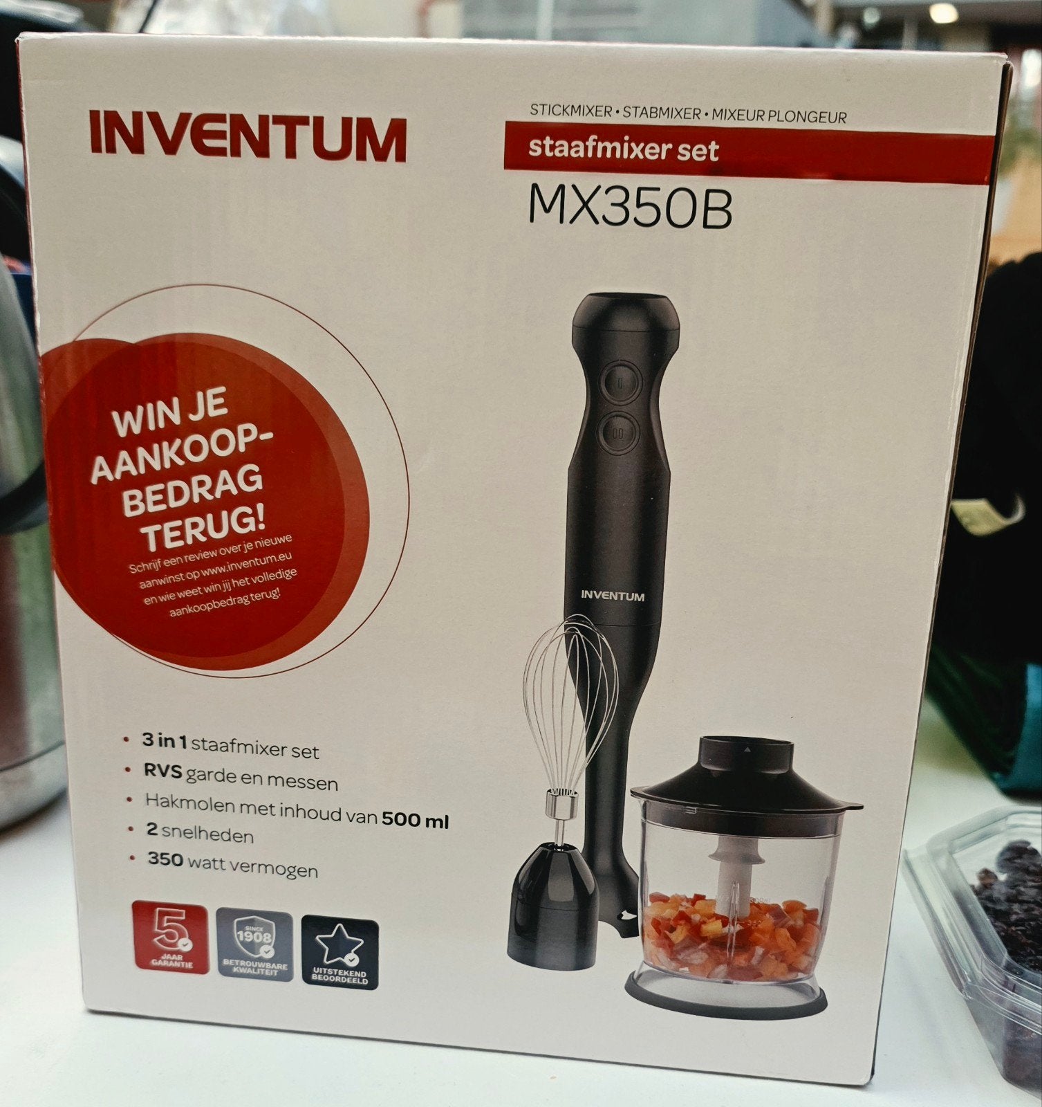 Dit is de Inventum MX350B 3-in-1 staafmixerset, een zwarte h, Ophalen of Verzenden, Nieuw
