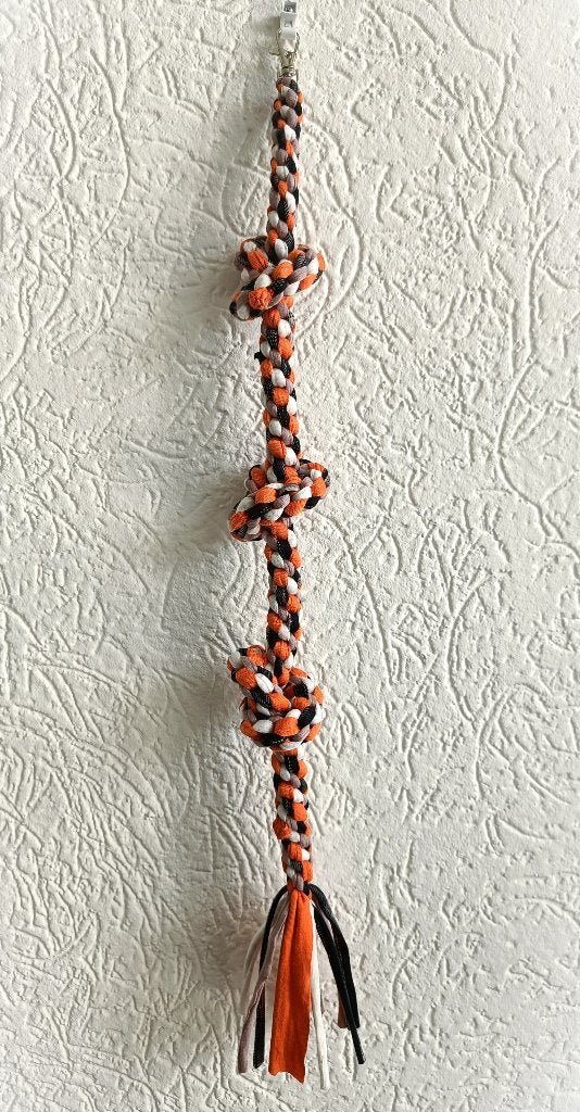 Katoenen klimtouw met 3 knopen (bruin-oranje-wit-zwart), Ophalen of Verzenden, Nieuw, Speelgoed