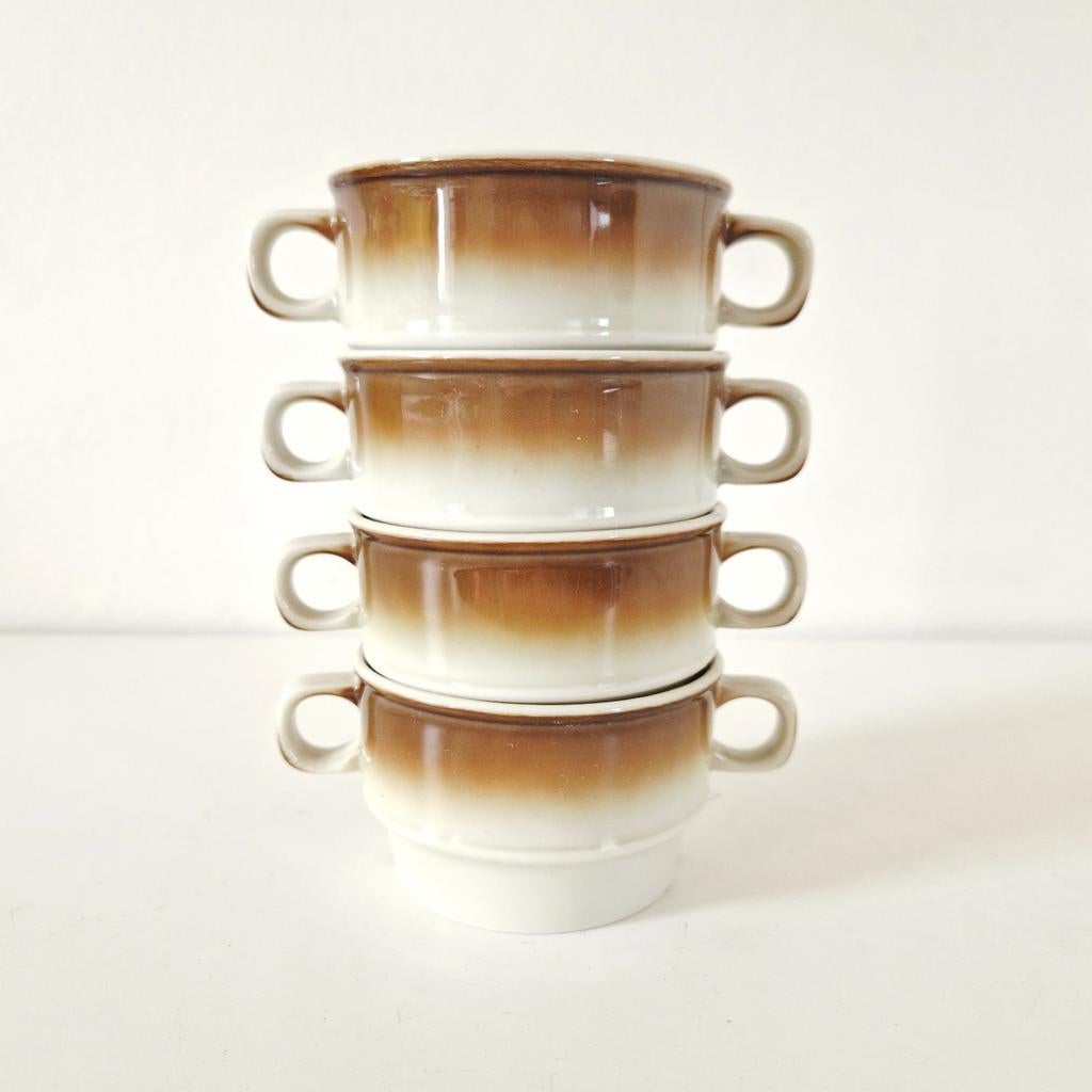 4 vintage soepmokken soep kommen servies, Ophalen of Verzenden, Huis en Inrichting