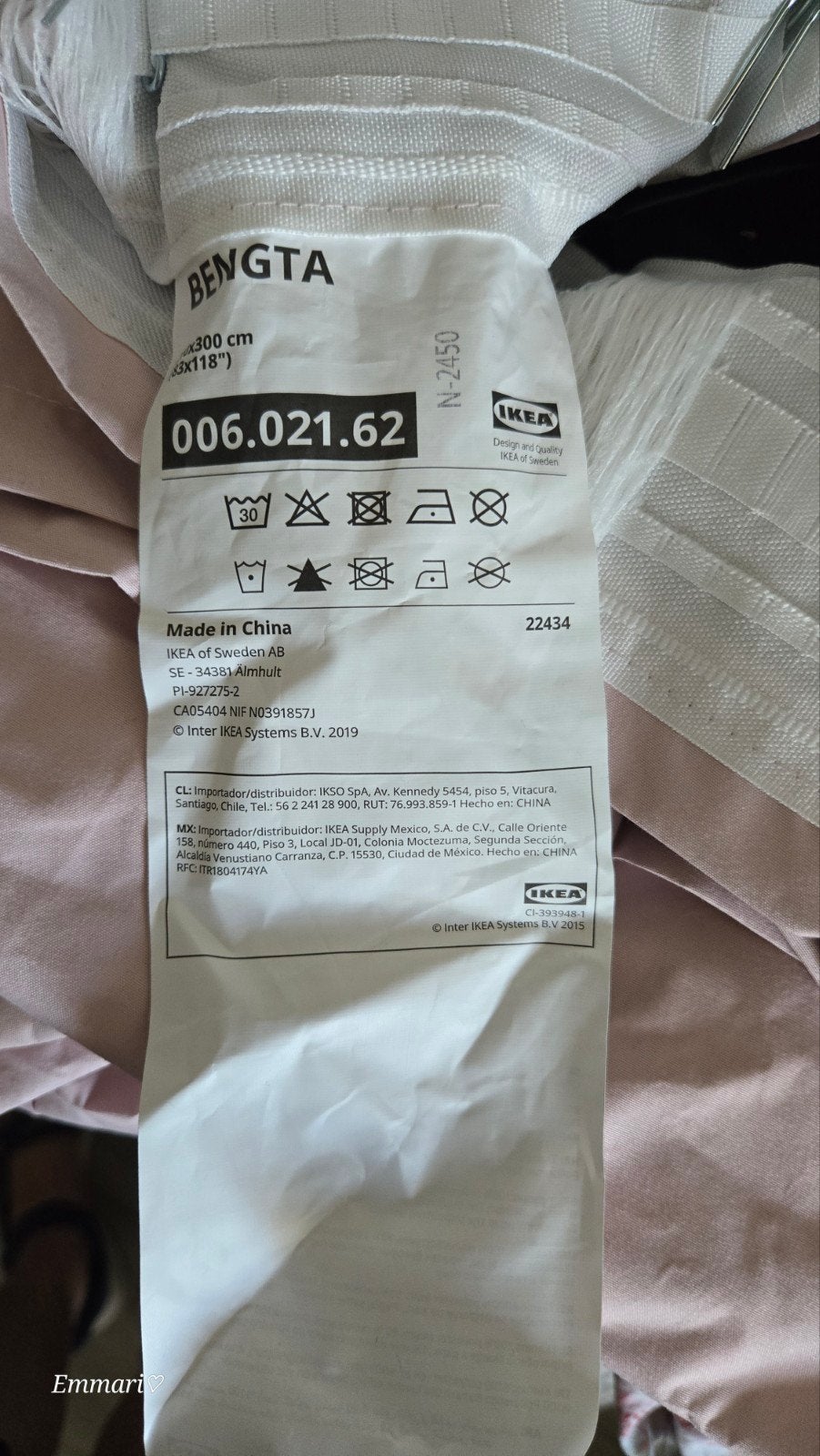 2 lichtroze gordijnen met haken, nog in te korten, Gebruikt, In te korten, Ophalen of Verzenden, IKEA