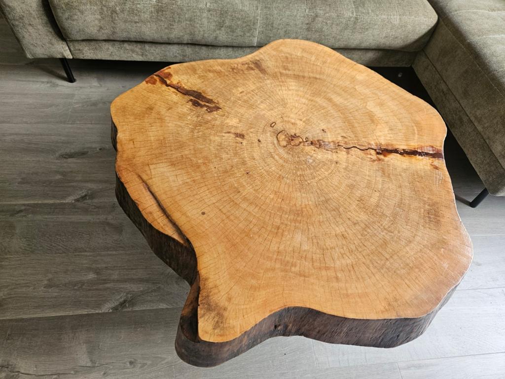 Bijzondere boomstam salontafel (Nigeria), Ophalen, Rechthoekig, 100 tot 150 cm, 50 tot 100 cm