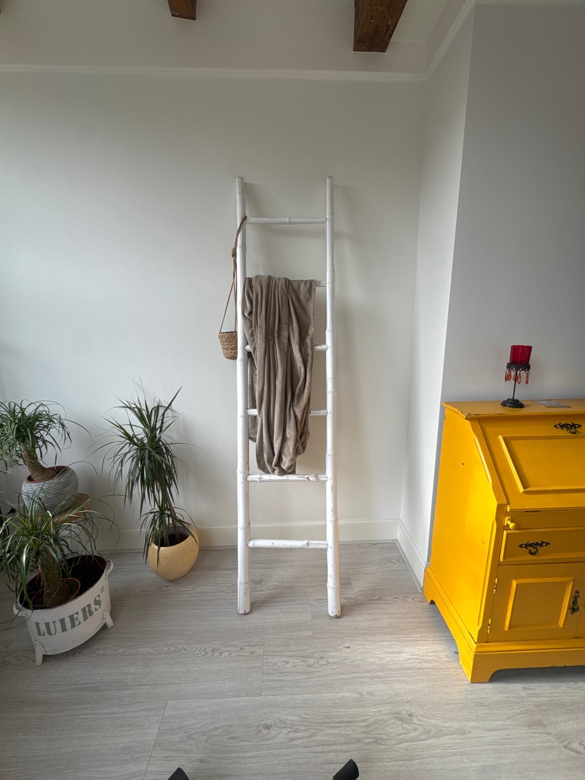 Decoratieve bamboe ladder - wit, Ophalen, Gebruikt