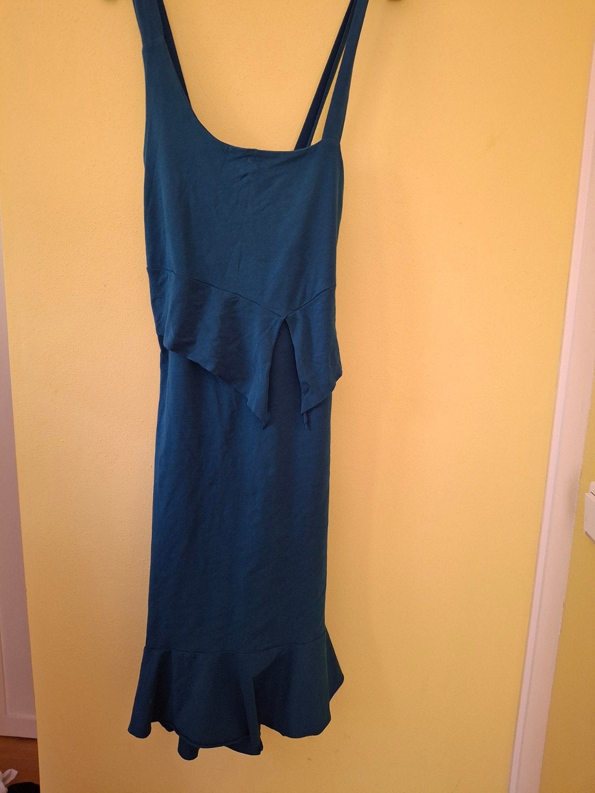 Cora Kemperman petrol blauwe jurk maat L, Maat 38/40 (M), Blauw, Ophalen of Verzenden, Knielengte
