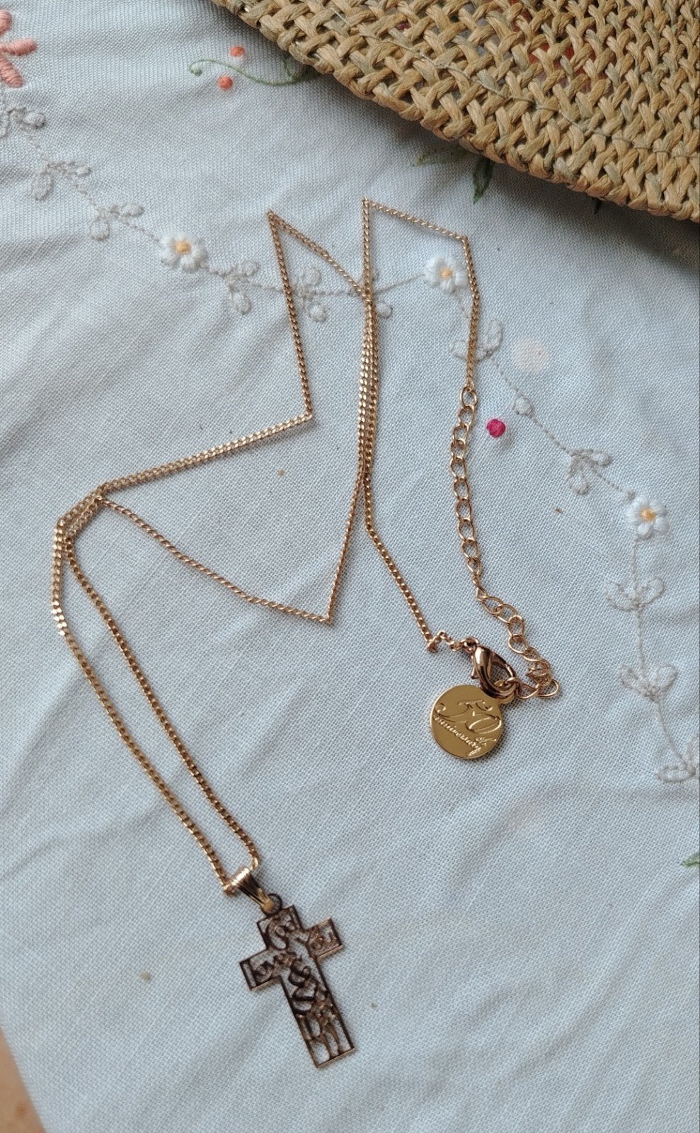 Gouden ketting met kruis hanger, Overige materialen, Verstelbaar, Ophalen of Verzenden, Zo goed als nieuw