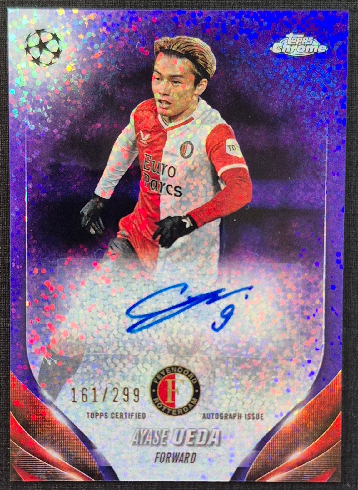 Topps Chrome UCC Autograph Ayase Ueda /299 - Feyenoord, 2023, Ophalen of Verzenden, Zo goed als nieuw, Plaatje