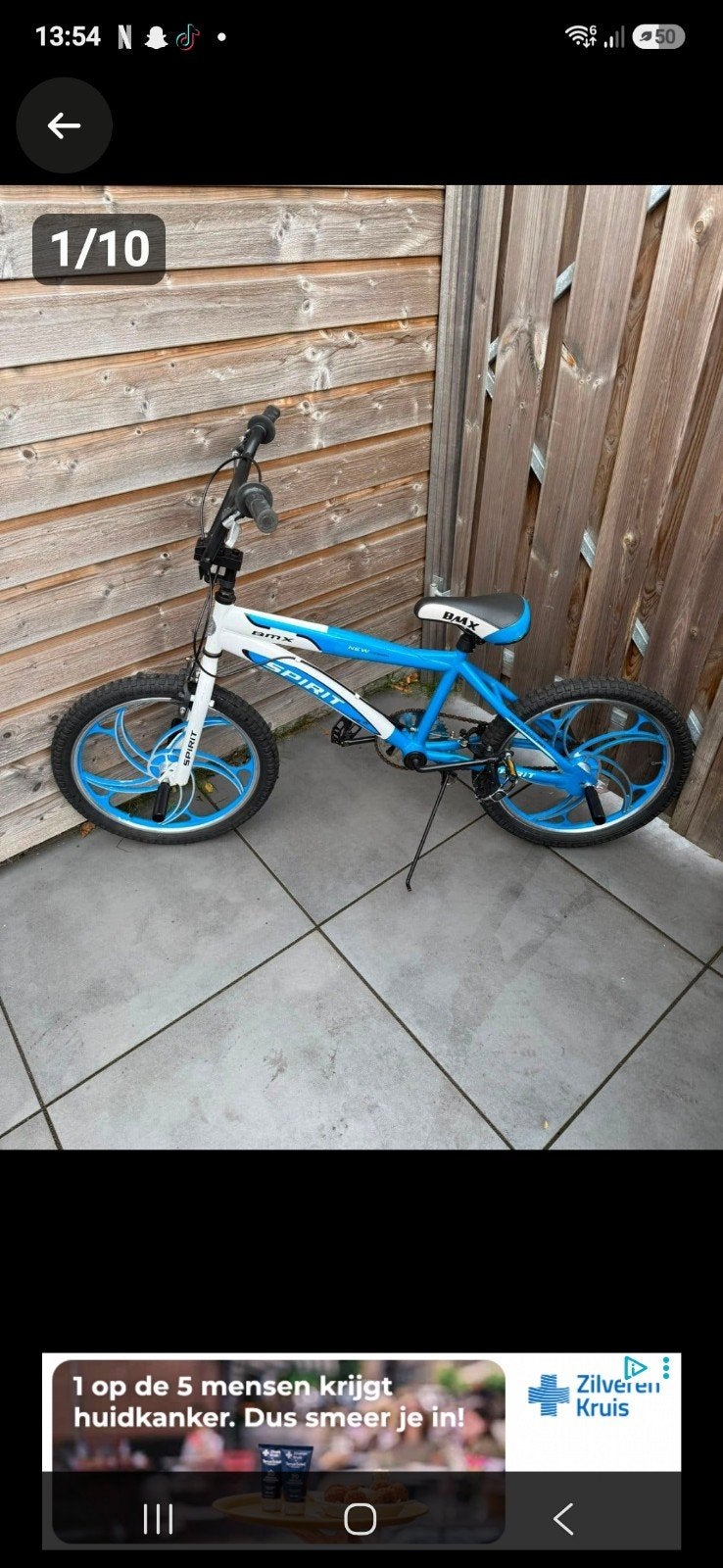 Spirit BMX fiets - Blauw/Wit, Gebruikt, Staal, 20 tot 24 inch, Ophalen of Verzenden