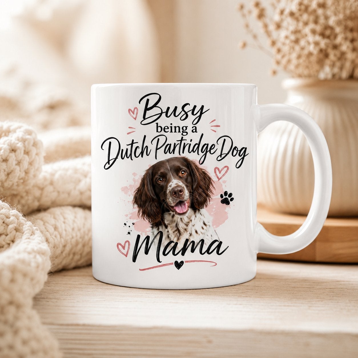 Busy being a Dutch Partridge Dog Mama - Patrijshond mok, Verzenden, Nieuw