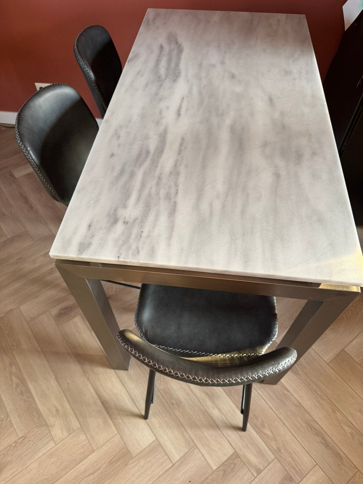 Eettafel met stenen blad, Huis en Inrichting, Ophalen, Overige materialen, Gebruikt, 50 tot 100 cm