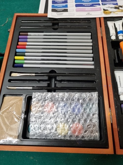 schilder tekendoos in houten kist, Hobby en Vrije tijd, Schilderen, Ophalen of Verzenden, 'T Olde Gre-j, Info@toldegrej.nl, Endepoelstraat 20f Didam