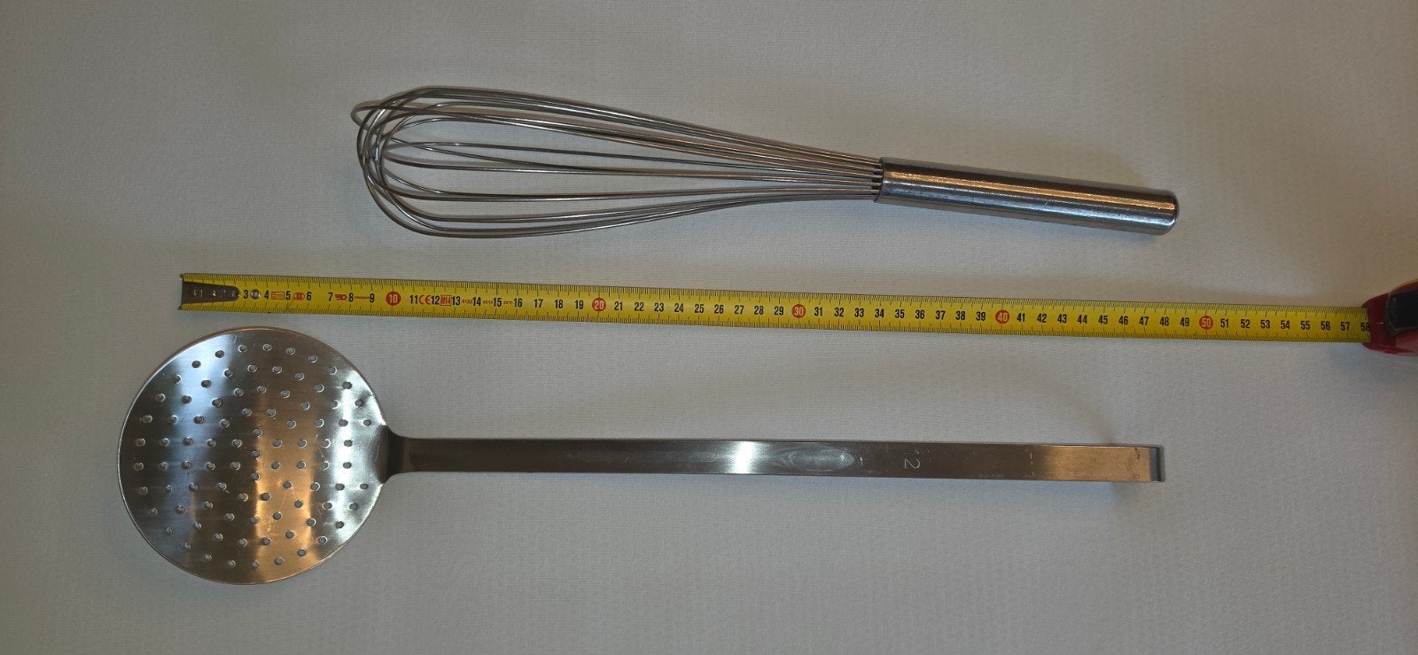 Grote RVS schuimspaan en garde - Keukengerei, Zilver, Ophalen of Verzenden, Metaal, Overige merken