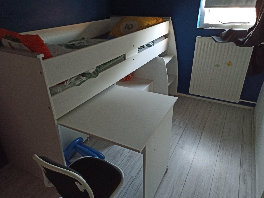Half hoogslaper met bureau, Kinderen en Baby's, Kinderkamer | Stapelbedden en Hoogslapers, Ophalen, Gebruikt, Hoogslaper