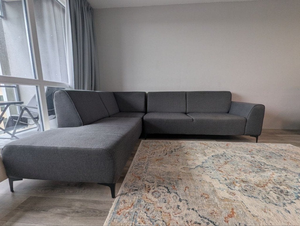 Hoekbank / Corner sofa antraciet stof, longchair links, Huis en Inrichting, Ophalen, Gebruikt, Stof