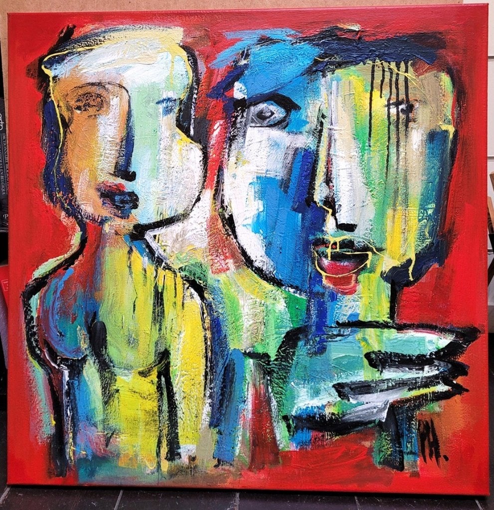 Peter HERMANS, Verdiepen, Ophalen of Verzenden, Textiel, Op houten frame, Acrylverf
