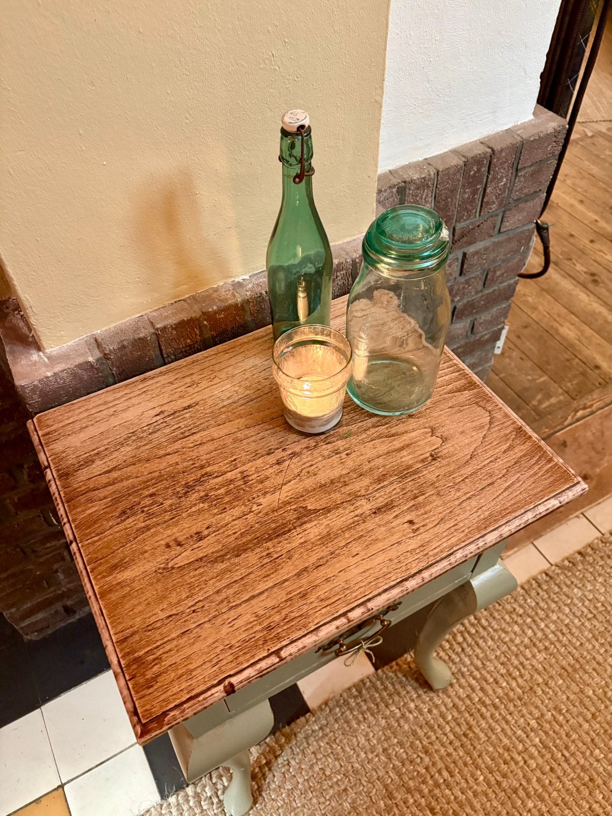 Leuk antiek kastje/ tafeltje met houten blad, green, Ophalen, Minder dan 45 cm, Hoofdstraat 15 de steeg, Info@ilfienile.nl